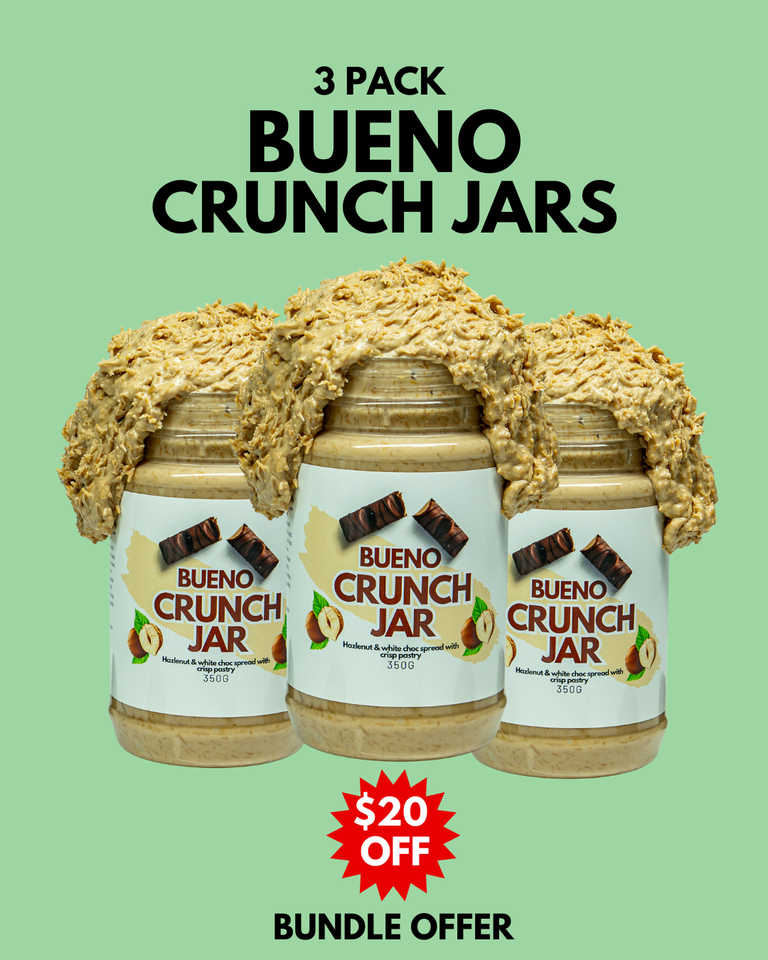 3 Pack Bueno Crunch Jar